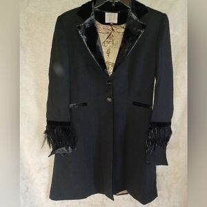 NEW YEARS EVE-Elegant T.ba Black Jacket with Velvet Trim